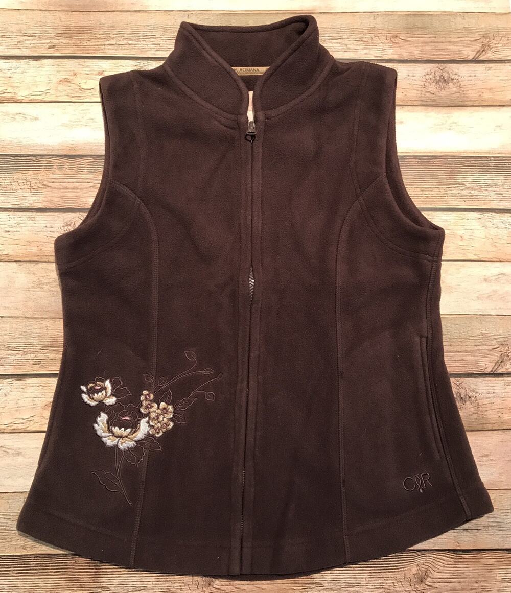 Claudia Romana Golf Womens Size S Brown Full Zip Sleeveless Vest